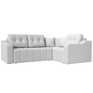 Угловой диван "Кембридж", механизм еврокнижка, экокожа, цвет белый