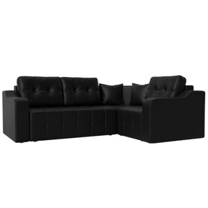 Угловой диван "Кембридж", механизм еврокнижка, экокожа, цвет чёрный