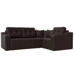 Угловой диван "Кембридж", механизм еврокнижка, экокожа, цвет коричневый