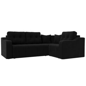Угловой диван "Кембридж", механизм еврокнижка, микровельвет, цвет чёрный