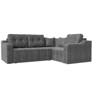 Угловой диван "Кембридж", механизм еврокнижка, рогожка, цвет серый