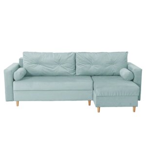 Угловой диван "Киото", механизм еврокнижка, угол универсальный, велюр, цвет бирюзовый