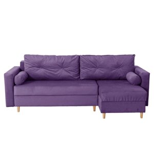 Угловой диван "Киото", механизм еврокнижка, угол универсальный, велюр, цвет фиолетовый