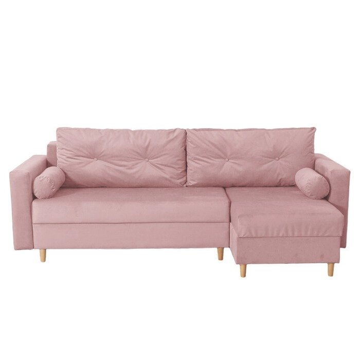 Угловой диван "Киото", механизм еврокнижка, угол универсальный, велюр, цвет розовый от компании Интернет-гипермаркет «MALL24» - фото 1