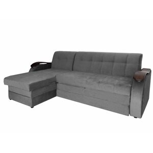 Угловой диван "Лео", механизм венеция, левый угол, велюр, цвет серый