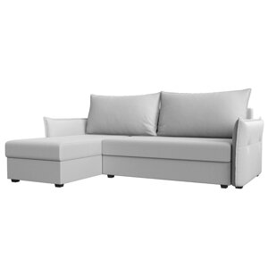 Угловой диван "Лига 004", механизм еврокнижка, левый угол, экокожа, цвет белый