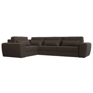 Угловой диван "Лига 008 Long", механизм еврокнижка, левый угол, рогожка, цвет коричневый