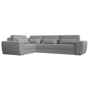 Угловой диван "Лига 008 Long", механизм еврокнижка, левый угол, рогожка, цвет серый