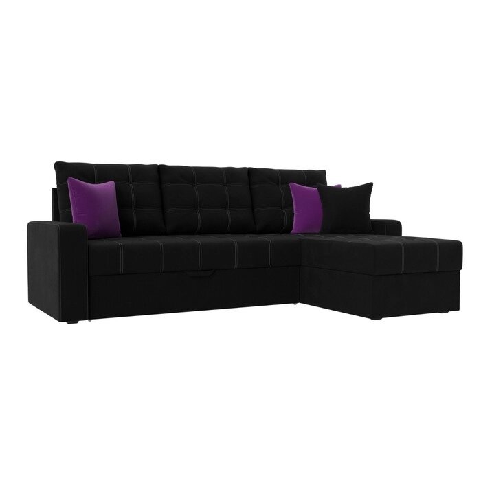Угловой диван "Ливерпуль", механизм дельфин, микровельвет, цвет чёрный от компании Интернет-гипермаркет «MALL24» - фото 1