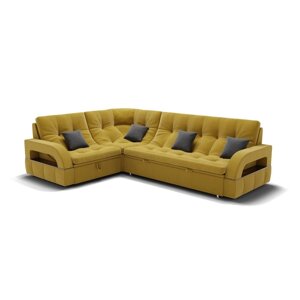 Угловой диван "Майами 3", механизм венеция, угол левый, велюр, цвет селфи 08 / подушки 07