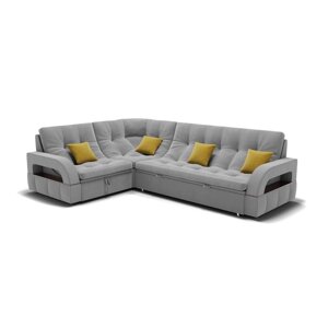 Угловой диван "Майами 3", механизм венеция, угол левый, велюр, цвет селфи 15 / подушки 08