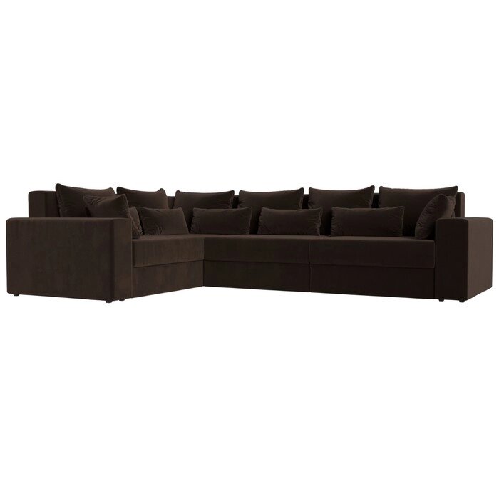 Угловой диван "Майами Long", левый угол, еврокнижка, микровельвет, цвет коричневый от компании Интернет-гипермаркет «MALL24» - фото 1