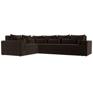 Угловой диван "Майами Long", левый угол, еврокнижка, микровельвет, цвет коричневый