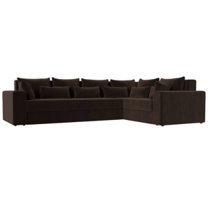 Угловой диван "Майами Long", правый угол, еврокнижка, микровельвет, цвет коричневый