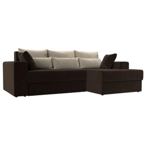 Угловой диван "Мэдисон", механизм еврокнижка, микровельвет, цвет коричневый