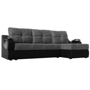 Угловой диван "Меркурий", механизм еврокнижка, рогожка, цвет серый чёрный