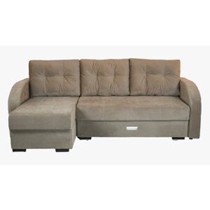 Угловой диван "Милан", еврокнижка, блок независимых пружин, левый угол, велюр, бежевый