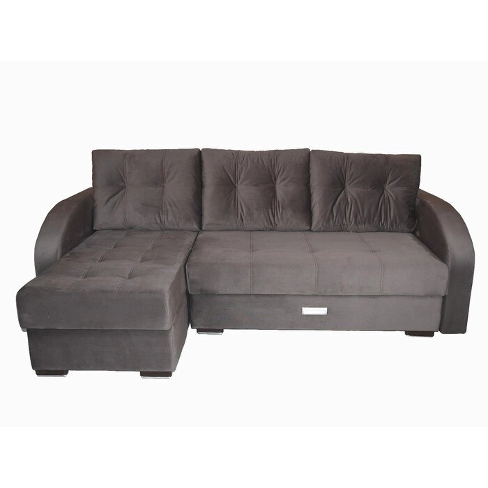 Угловой диван "Милан", еврокнижка, блок независимых пружин, левый угол, велюр, коричневый от компании Интернет-гипермаркет «MALL24» - фото 1