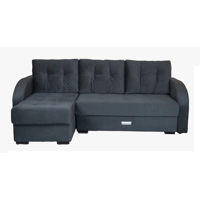 Угловой диван "Милан", еврокнижка, блок независимых пружин, левый угол, велюр, серый от компании Интернет-гипермаркет «MALL24» - фото 1