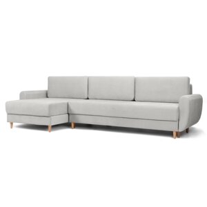 Угловой диван "Неаполь", механизм еврокнижка, левый угол, велюр, цвет серый