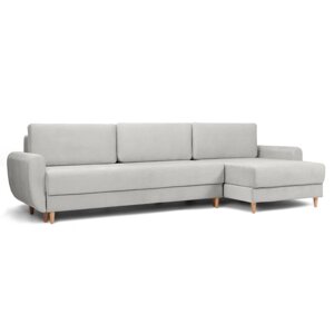 Угловой диван "Неаполь", механизм еврокнижка, правый угол, велюр, цвет серый