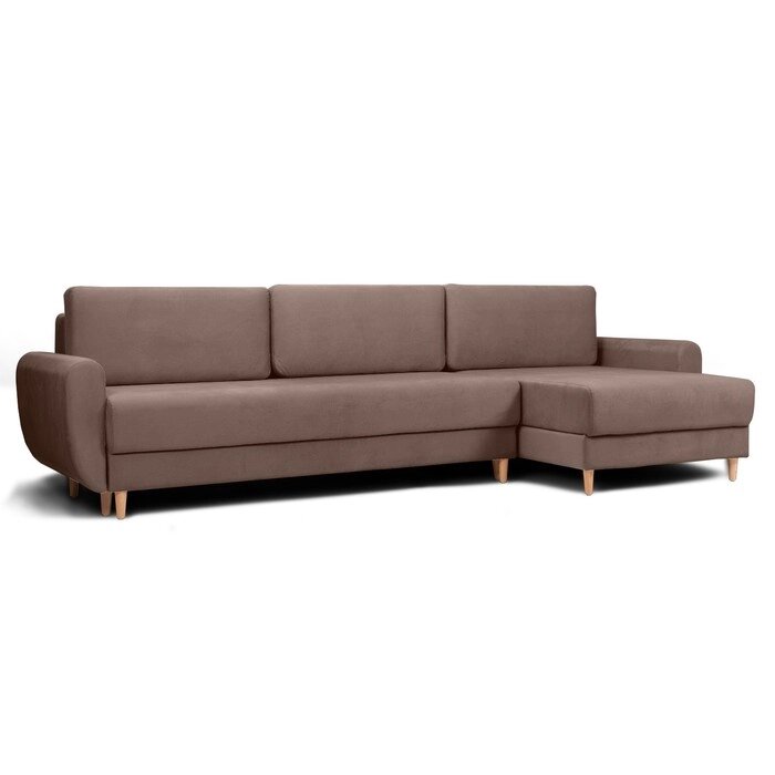 Угловой диван "Неаполь", механизм еврокнижка, велюр, цвет коричневый от компании Интернет-гипермаркет «MALL24» - фото 1