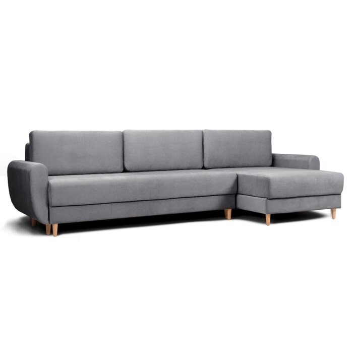 Угловой диван "Неаполь", механизм еврокнижка, велюр, цвет серый от компании Интернет-гипермаркет «MALL24» - фото 1