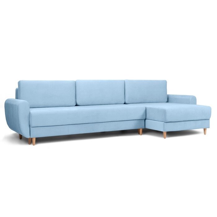 Угловой диван "Неаполь", механизм еврокнижка, велюр, цвет синий от компании Интернет-гипермаркет «MALL24» - фото 1