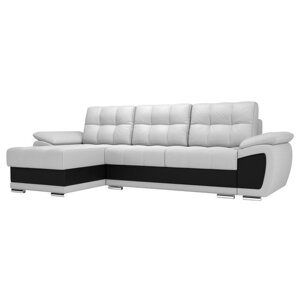 Угловой диван "Нэстор", левый угол, механизм еврокнижка, экокожа, цвет белый / чёрный