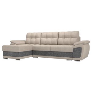 Угловой диван "Нэстор", левый угол, механизм еврокнижка, рогожка, цвет бежевый / серый