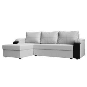 Угловой диван "Николь лайт", левый угол, механизм еврокнижка, экокожа, цвет белый / чёрный