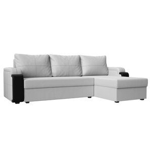 Угловой диван "Николь лайт", правый угол, еврокнижка, экокожа, цвет белый / чёрный