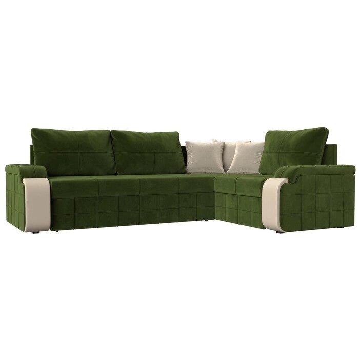 Угловой диван "Николь", механизм дельфин, микровельвет, цвет зелёный от компании Интернет-гипермаркет «MALL24» - фото 1