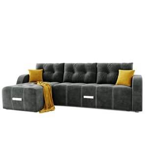 Угловой диван "Нью-Йорк", угол левый, пантограф, велюр, цвет селфи 07, подушки селфи 08