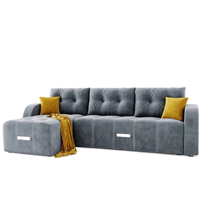 Угловой диван "Нью-Йорк", угол левый, пантограф, велюр, цвет селфи 15, подушки селфи 08 от компании Интернет-гипермаркет «MALL24» - фото 1