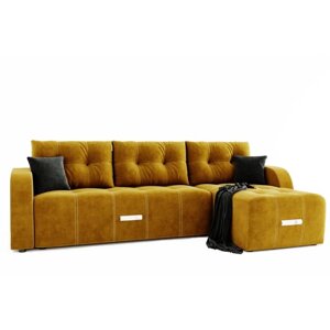 Угловой диван "Нью-Йорк", угол правый, пантограф, велюр, цвет селфи 08, подушки селфи 07