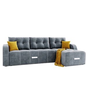 Угловой диван "Нью-Йорк", угол правый, пантограф, велюр, цвет селфи 15, подушки селфи 08