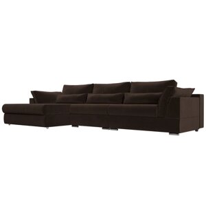 Угловой диван "Пекин Long", левый угол, механизм пантограф, микровельвет, цвет коричневый