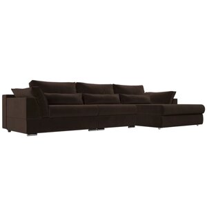 Угловой диван "Пекин Long", правый угол, механизм пантограф, микровельвет, цвет коричневый