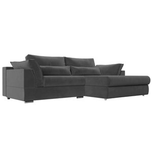 Угловой диван "Пекин", правый угол, механизм пантограф, велюр, цвет серый