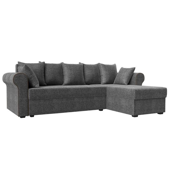 Угловой диван "Рейн", механизм еврокнижка, угол правый, рогожка, серый / кант коричневый от компании Интернет-гипермаркет «MALL24» - фото 1