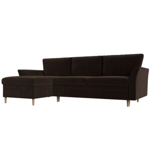 Угловой диван "София", левый угол, механизм пантограф, микровельвет, цвет коричневый