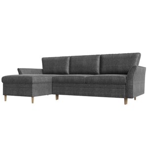 Угловой диван "София", левый угол, механизм пантограф, рогожка, цвет серый