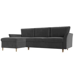 Угловой диван "София", левый угол, механизм пантограф, велюр, цвет серый
