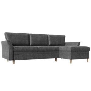 Угловой диван "София", правый угол, механизм пантограф, рогожка, цвет серый