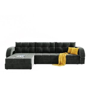 Угловой диван "Талисман 2", угол левый, пантограф, велюр, цвет селфи 07, подушки селфи 08