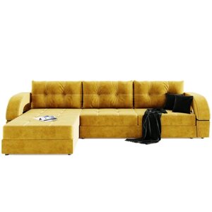 Угловой диван "Талисман 2", угол левый, пантограф, велюр, цвет селфи 08, подушки селфи 07