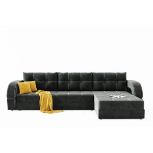 Угловой диван "Талисман 2", угол правый, пантограф, велюр, цвет селфи 07, подушки селфи 08