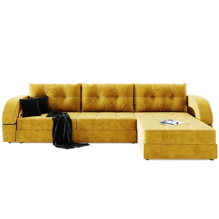 Угловой диван "Талисман 2", угол правый, пантограф, велюр, цвет селфи 08, подушки селфи 07 от компании Интернет-гипермаркет «MALL24» - фото 1