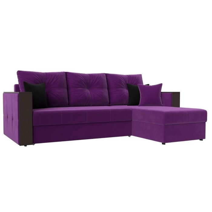 Угловой диван "Валенсия", механизм дельфин, микровельвет, цвет фиолетовый от компании Интернет-гипермаркет «MALL24» - фото 1